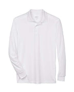 CORE365 88192, Men's Pinnacle Performance Long Sleeve Pique Polo, White