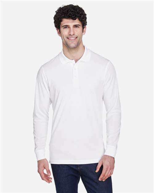 CORE365 88192, Men's Pinnacle Performance Long Sleeve Pique Polo, White