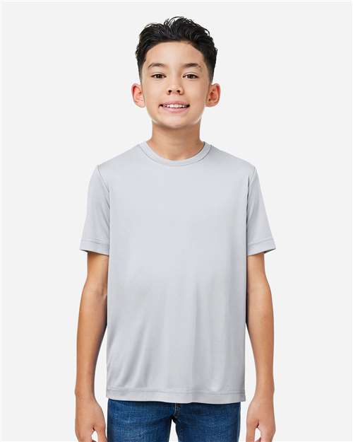 CORE365 CE10Y, Youth Fusion Chromasoft Performance T-shirt, Platinum