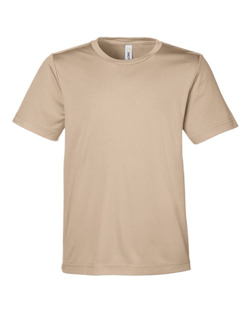 CORE365 CE10Y, Youth Fusion Chromasoft Performance T-shirt, Stone