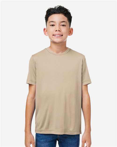 CORE365 CE10Y, Youth Fusion Chromasoft Performance T-shirt, Stone