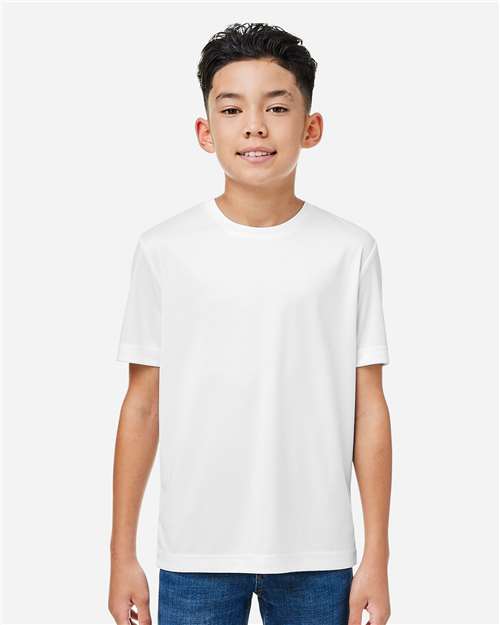 CORE365 CE10Y, Youth Fusion Chromasoft Performance T-shirt, White