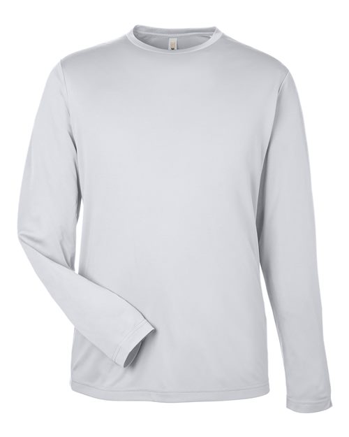CORE365 CE10L, Men's Fusion Chromasoft Performance Long Sleeve T-shirt, Platinum