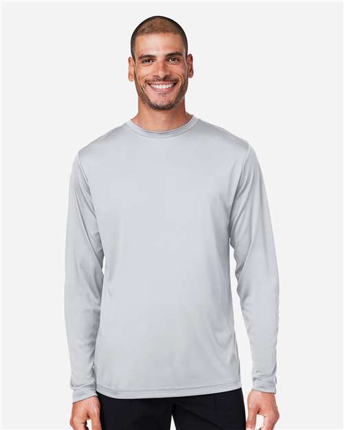 CORE365 CE10L, Men's Fusion Chromasoft Performance Long Sleeve T-shirt, Platinum