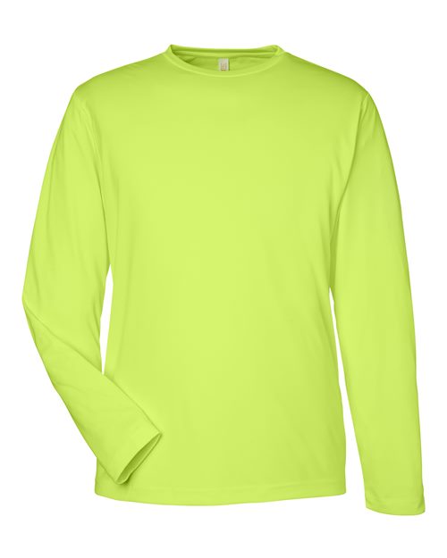 CORE365 CE10L, Men's Fusion Chromasoft Performance Long Sleeve T-shirt, Safety Yellow