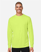CORE365 CE10L, Men's Fusion Chromasoft Performance Long Sleeve T-shirt, Safety Yellow