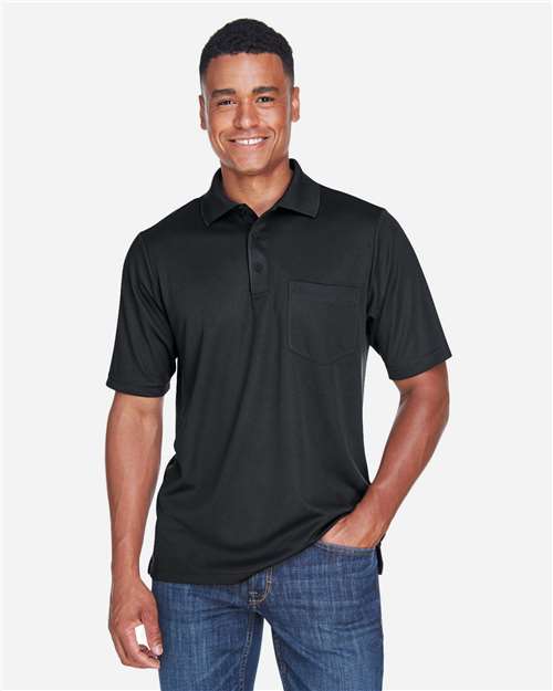 CORE365 88181P, Men's Origin Performance Pique Polo With Pocket, Black