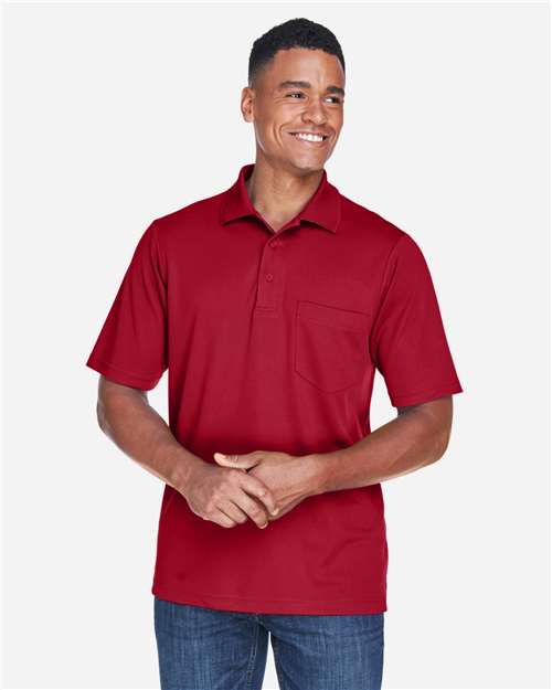 CORE365 88181P, Men's Origin Performance Pique Polo With Pocket, Classic Red