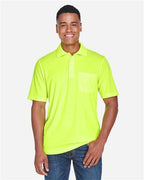 CORE365 88181P, Men's Origin Performance Pique Polo With Pocket, Safety Yellow