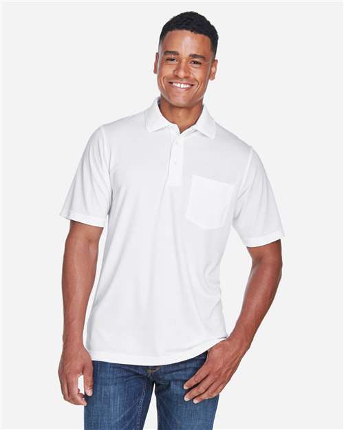 CORE365 88181P, Men's Origin Performance Pique Polo With Pocket, White