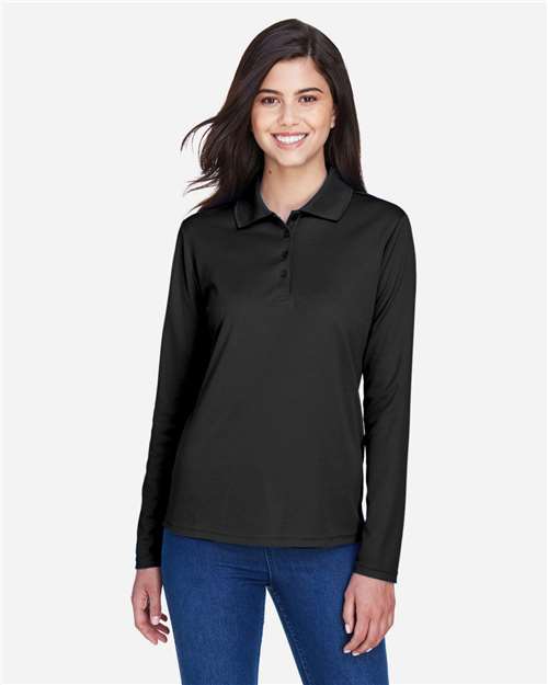 CORE365 78192, Women's Pinnacle Performance Long Sleeve Pique Polo, Black