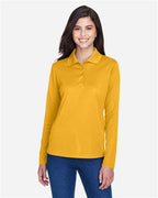 CORE365 78192, Women's Pinnacle Performance Long Sleeve Pique Polo, Campus Gold