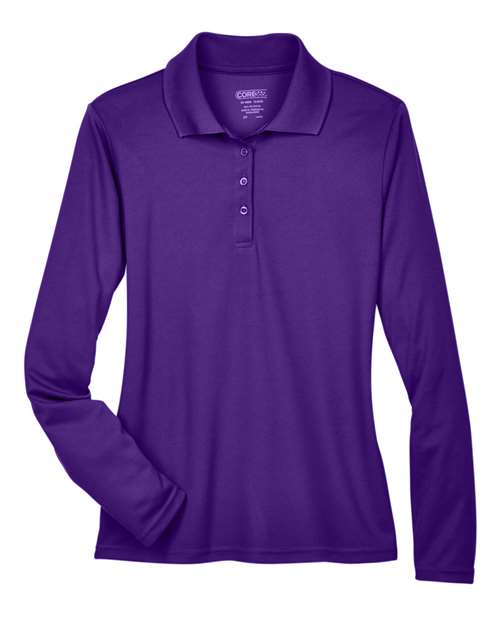CORE365 78192, Women's Pinnacle Performance Long Sleeve Pique Polo, Campus Purple