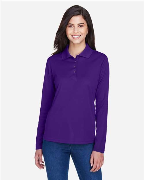CORE365 78192, Women's Pinnacle Performance Long Sleeve Pique Polo, Campus Purple