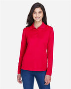 CORE365 78192, Women's Pinnacle Performance Long Sleeve Pique Polo, Classic Red
