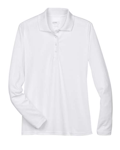 CORE365 78192, Women's Pinnacle Performance Long Sleeve Pique Polo, White