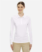 CORE365 78192, Women's Pinnacle Performance Long Sleeve Pique Polo, White