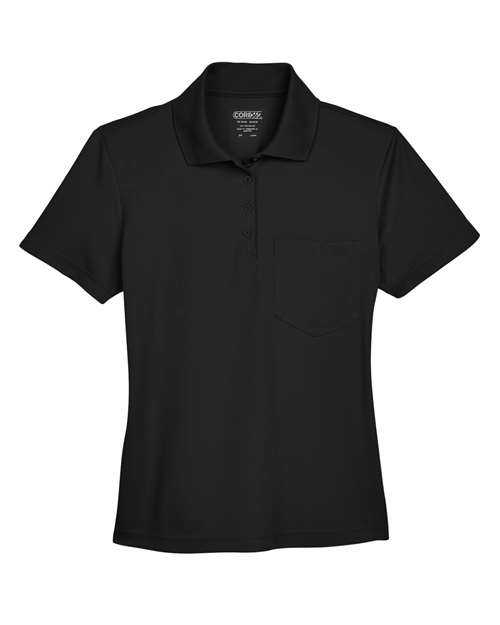 CORE365 78181P, Women's Origin Performance Pique Polo With Pocket, Black