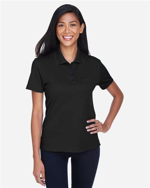 CORE365 78181P, Women's Origin Performance Pique Polo With Pocket, Black