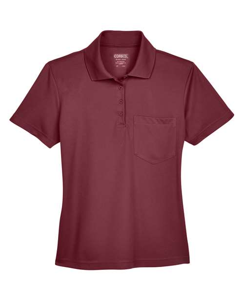 CORE365 78181P, Women's Origin Performance Pique Polo With Pocket, Burgundy