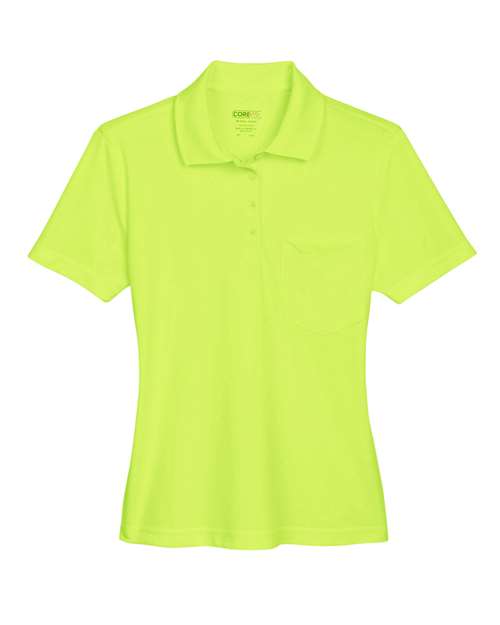 CORE365 78181P, Women's Origin Performance Pique Polo With Pocket, Safety Yellow