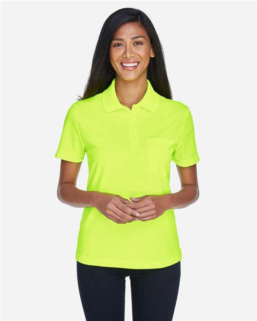 CORE365 78181P, Women's Origin Performance Pique Polo With Pocket, Safety Yellow