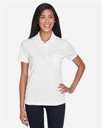 CORE365 78181P, Women's Origin Performance Pique Polo With Pocket, White