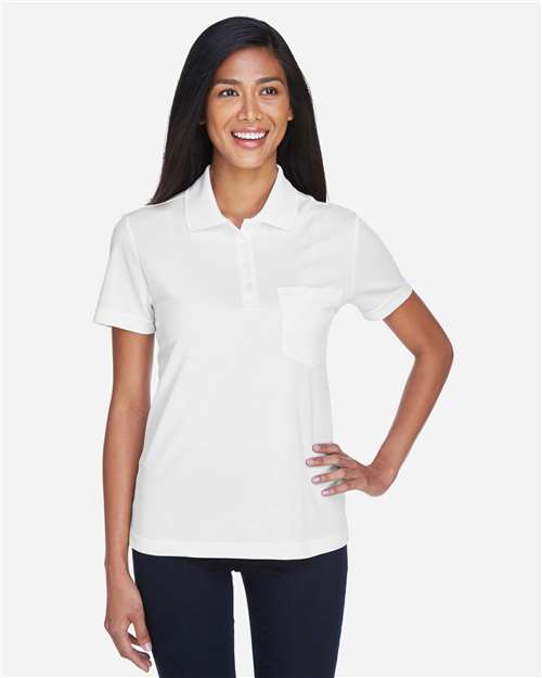 CORE365 78181P, Women's Origin Performance Pique Polo With Pocket, White
