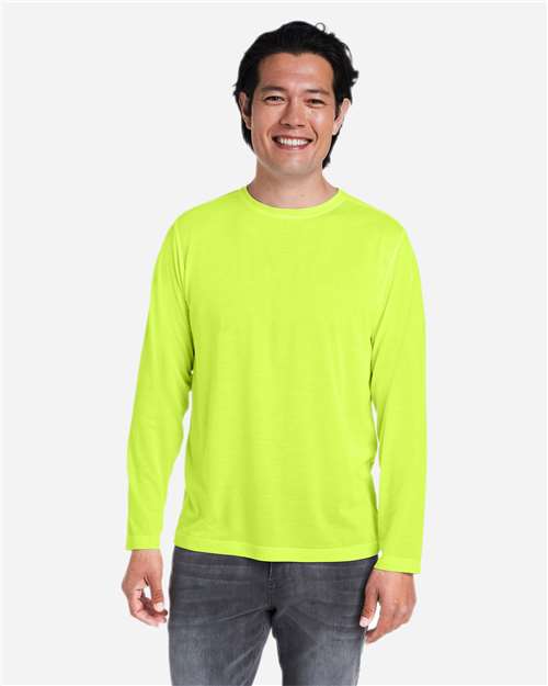 CORE365 CE111L, Men's Fusion Chromasoft Performance Long Sleeve T-shirt, Safety Yellow