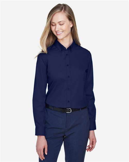 CORE365 78193, Women's Operate Long Sleeve Twill Shirt, Classic Navy