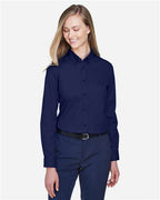CORE365 78193, Women's Operate Long Sleeve Twill Shirt, Classic Navy
