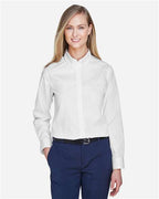 CORE365 78193, Women's Operate Long Sleeve Twill Shirt, White
