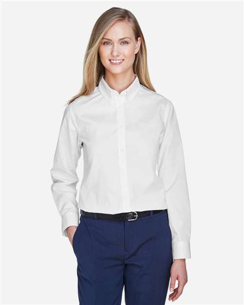 CORE365 78193, Women's Operate Long Sleeve Twill Shirt, White