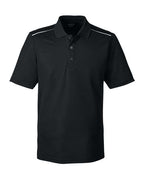 CORE365 88181R, Men's Radiant Performance Pique Polo With Reflective Piping, Black