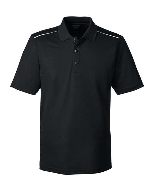 CORE365 88181R, Men's Radiant Performance Pique Polo With Reflective Piping, Black