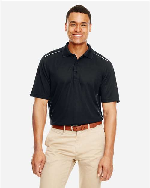 CORE365 88181R, Men's Radiant Performance Pique Polo With Reflective Piping, Black