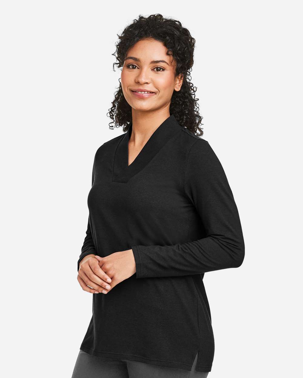 Devon & Jones DP121W, T-Shirts - Long Sleeve, Black