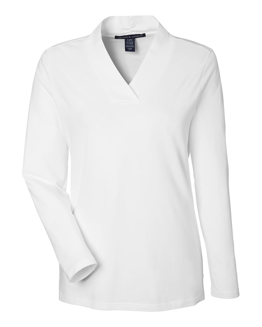 Devon & Jones DP121W, T-Shirts - Long Sleeve, White
