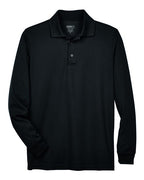 CORE365 88192T, Men's Tall Pinnacle Performance Long Sleeve Pique Polo, Black
