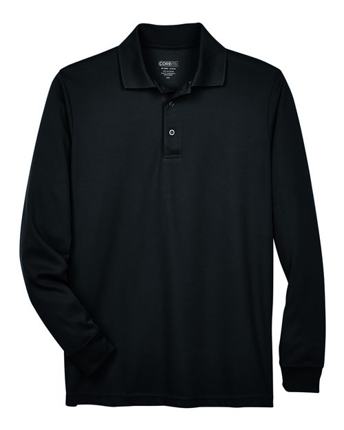 CORE365 88192T, Men's Tall Pinnacle Performance Long Sleeve Pique Polo, Black