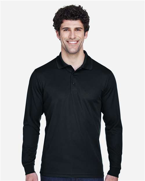 CORE365 88192T, Men's Tall Pinnacle Performance Long Sleeve Pique Polo, Black