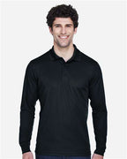 CORE365 88192T, Men's Tall Pinnacle Performance Long Sleeve Pique Polo, Black