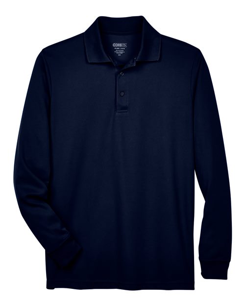 CORE365 88192T, Men's Tall Pinnacle Performance Long Sleeve Pique Polo, Classic Navy