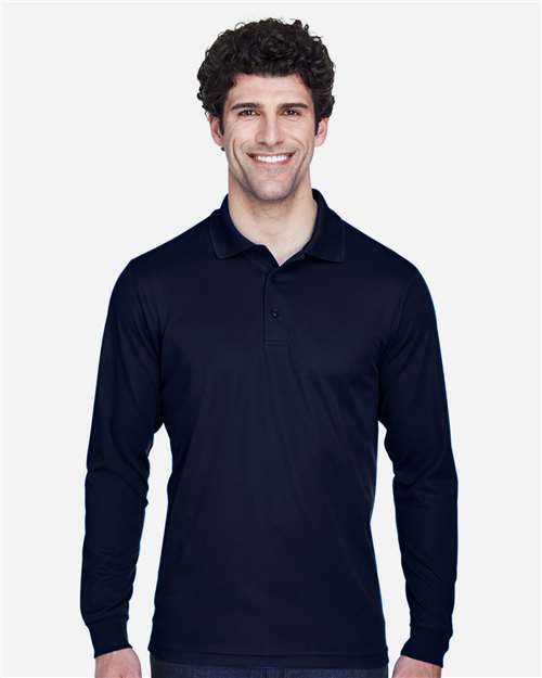 CORE365 88192T, Men's Tall Pinnacle Performance Long Sleeve Pique Polo, Classic Navy