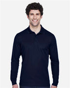 CORE365 88192T, Men's Tall Pinnacle Performance Long Sleeve Pique Polo, Classic Navy