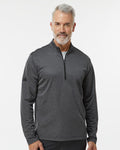 Adidas A593, Men's Space Dyed Quarter-zip Pullover, Black Melange