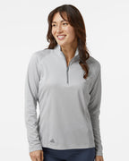 Adidas A594, Women's Space Dyed Quarter-zip Pullover, Black Melange