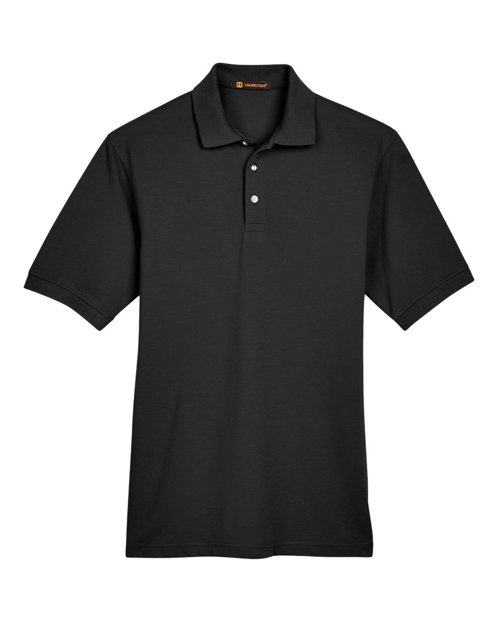 Harriton M265, 13836 Men's Easy Blend Polo, Black