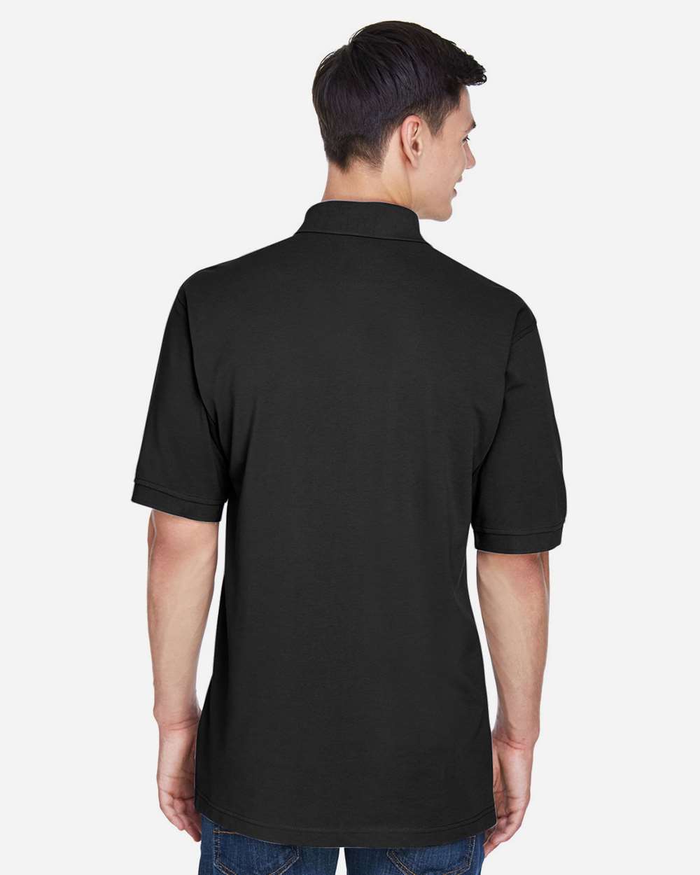 Harriton M265, 13836 Men's Easy Blend Polo, Black