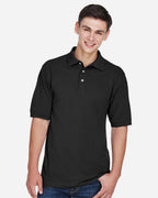 Harriton M265, 13836 Men's Easy Blend Polo, Black